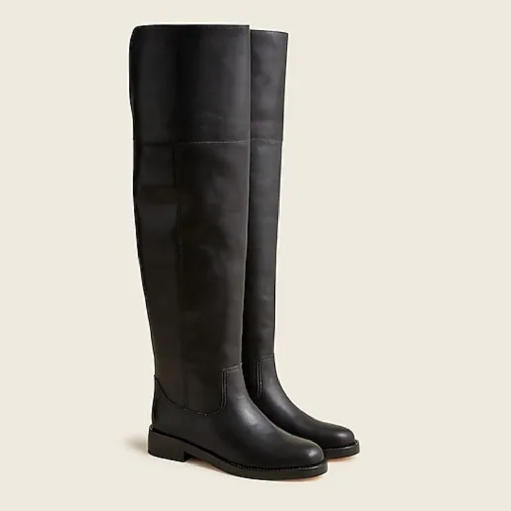 NIB J. Crew Leather Over-The-Knee Riding Boots - Black